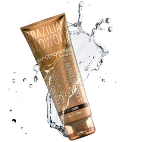 Brazilian Blowout masque applied to wet hair under shower cap for deep repair
