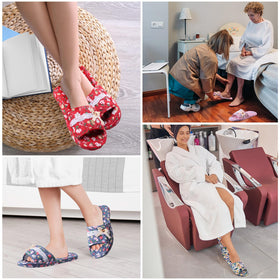 Breathffy slippers arranged in spa setting suggesting guest-ready elegance