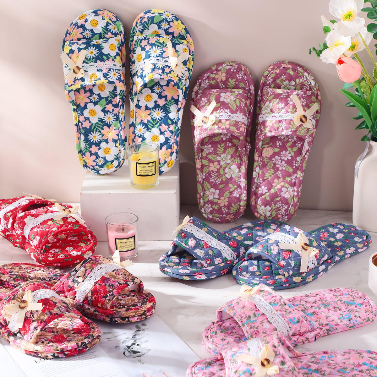 Breathffy slipper held by hand to show foldable size and travel convenience