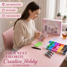 Breecasa organized color trays overhead for fast rhinestone selection