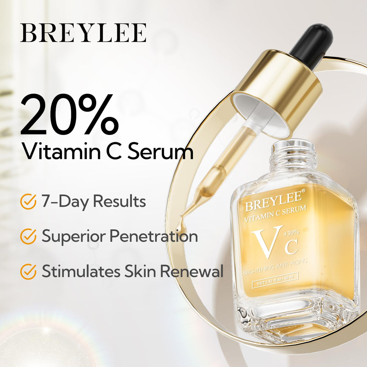 BREYLEE dropper dispensing serum highlighting controlled application and precision