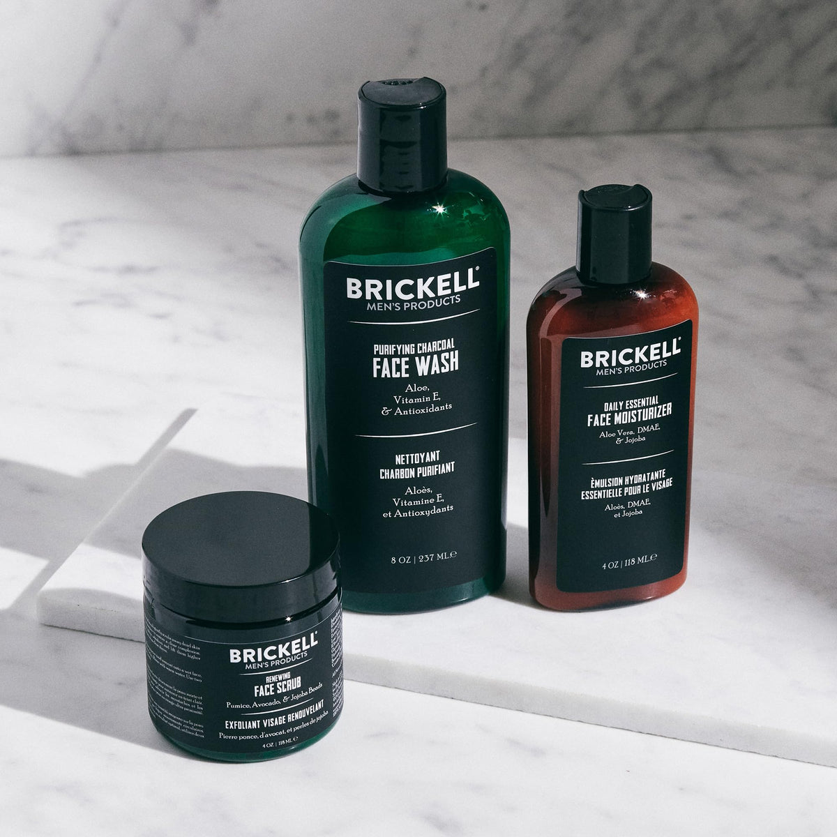 Brickell activated charcoal cleanser pump demonstrating easy use and deep cleansing