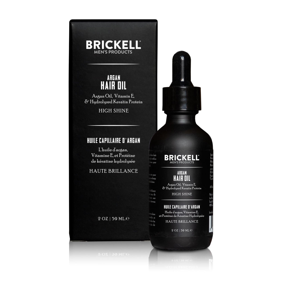 Brickell Men’s argan oil pump and cap detail for easy controlled dispensing