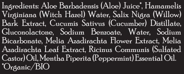 Brickell toner label close-up showing key ingredients for transparent ingredient benefit