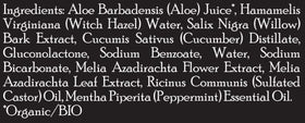 Brickell toner label close-up showing key ingredients for transparent ingredient benefit