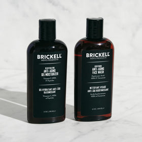 Brickell cleanser gel texture close-up highlighting deep-clean feel and gentle lather