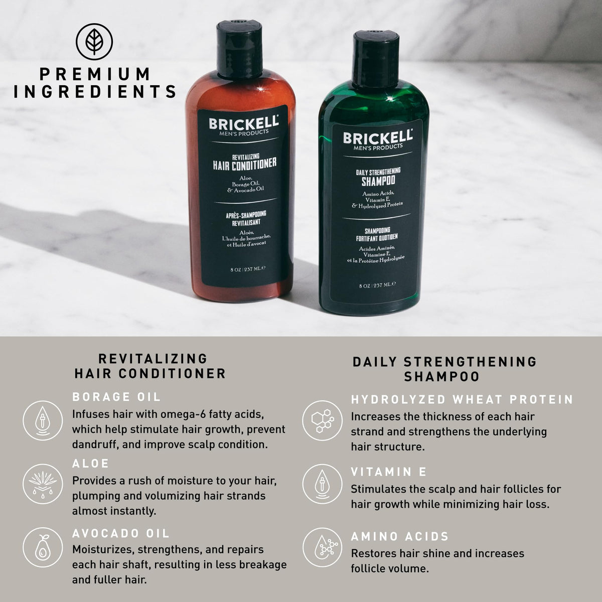Brickell Men's Products conditioner cream closeup for strengthening feel