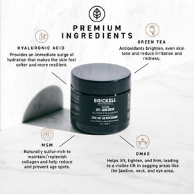 Brickell Men's Products cream being dispensed onto hand showing effortless application benefit