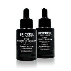 Brickell front packaging showing daily anti-aging serum benefit of tightening