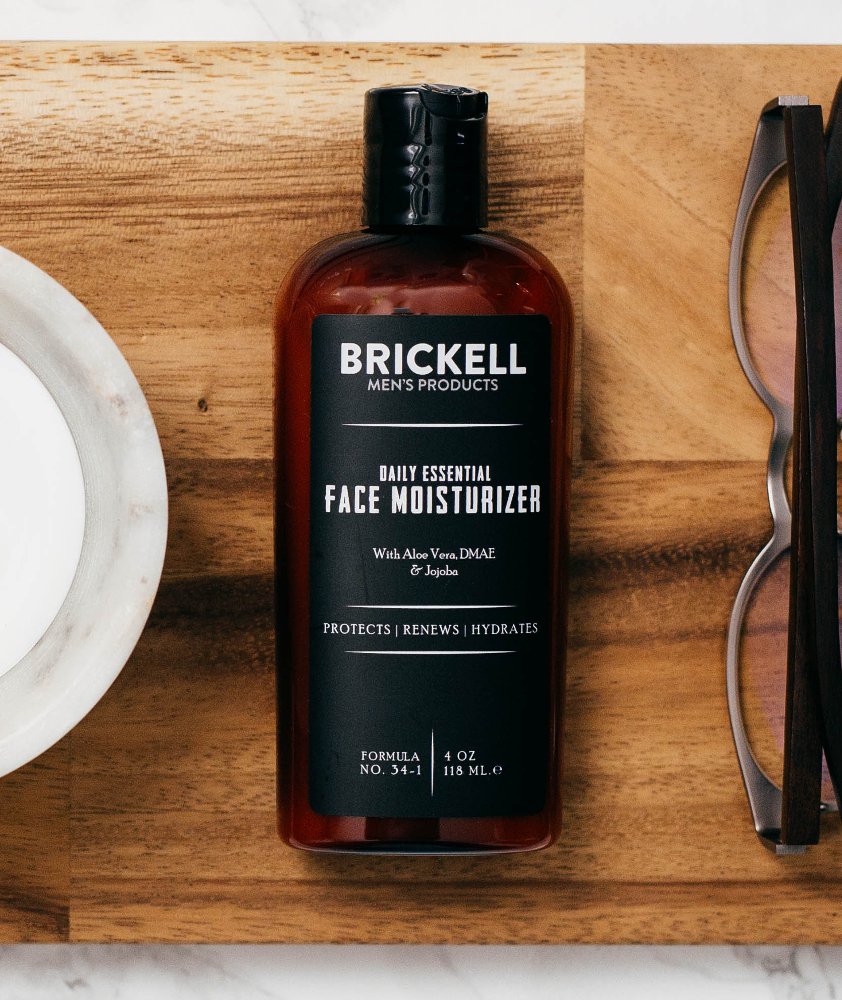 Brickell Men's Products dispensing pump with measured pump action for convenient dosing