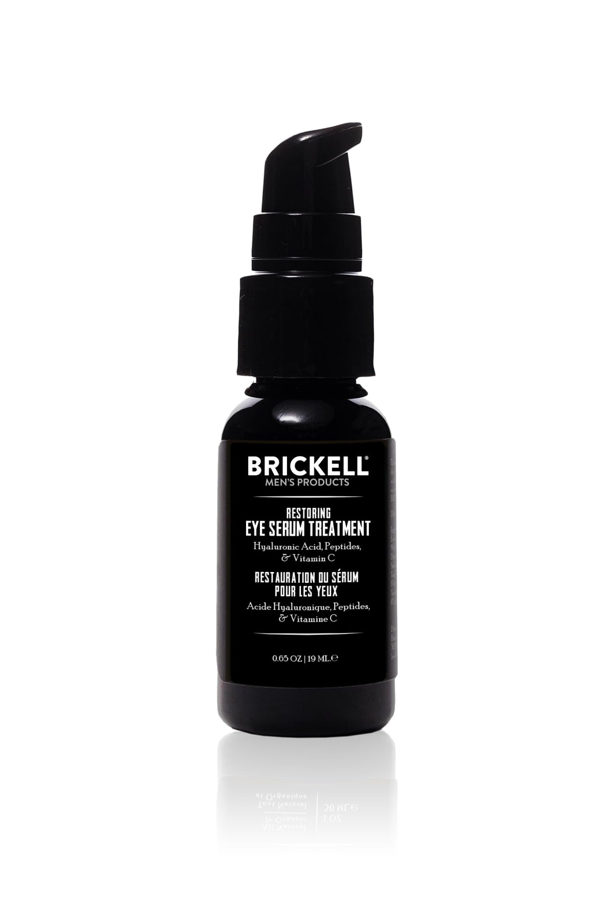 Brickell Men's front packaging of unscented eye serum showing product name and size for clarity