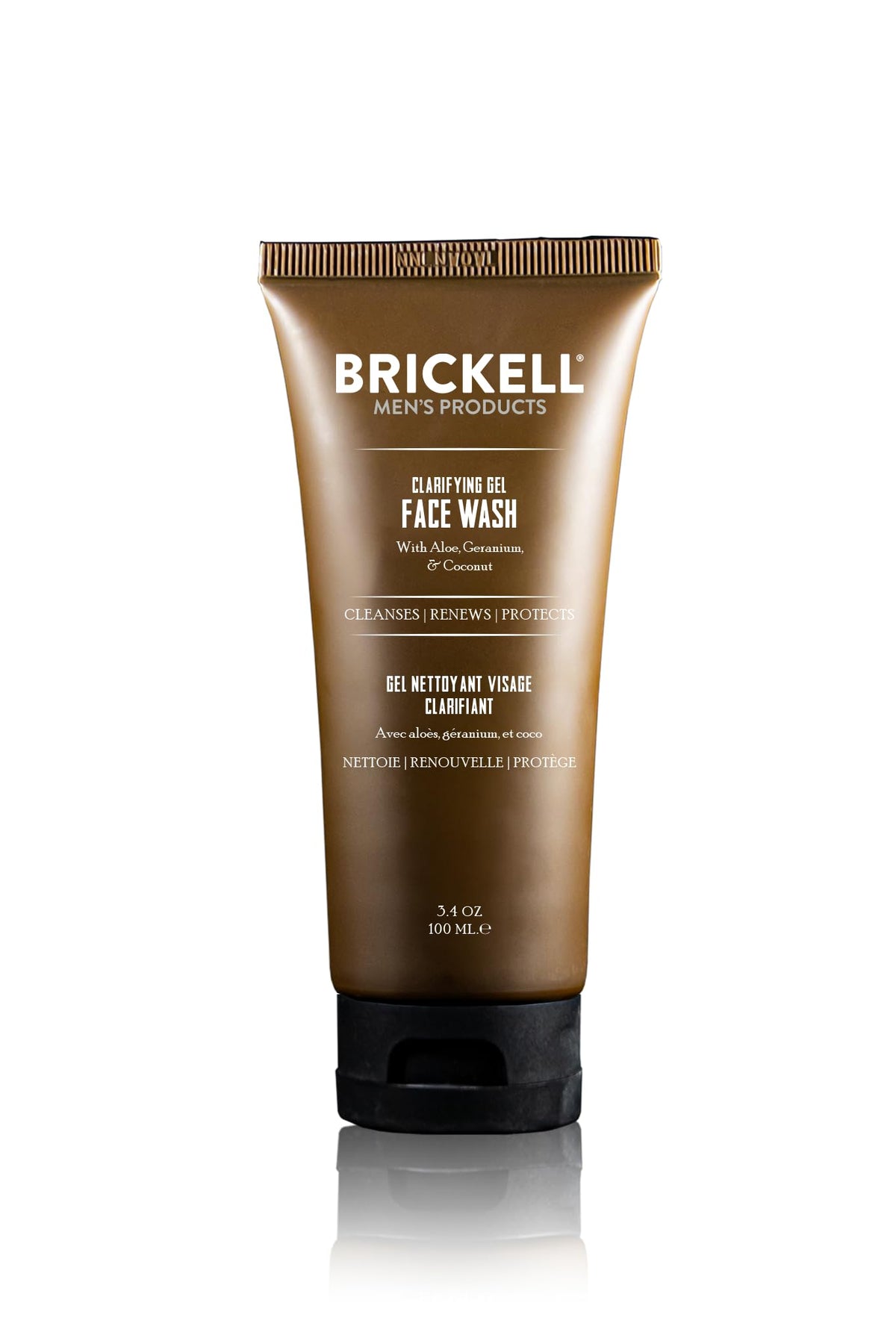 Brickell clear front packaging showing product and branding for quick identification and trust