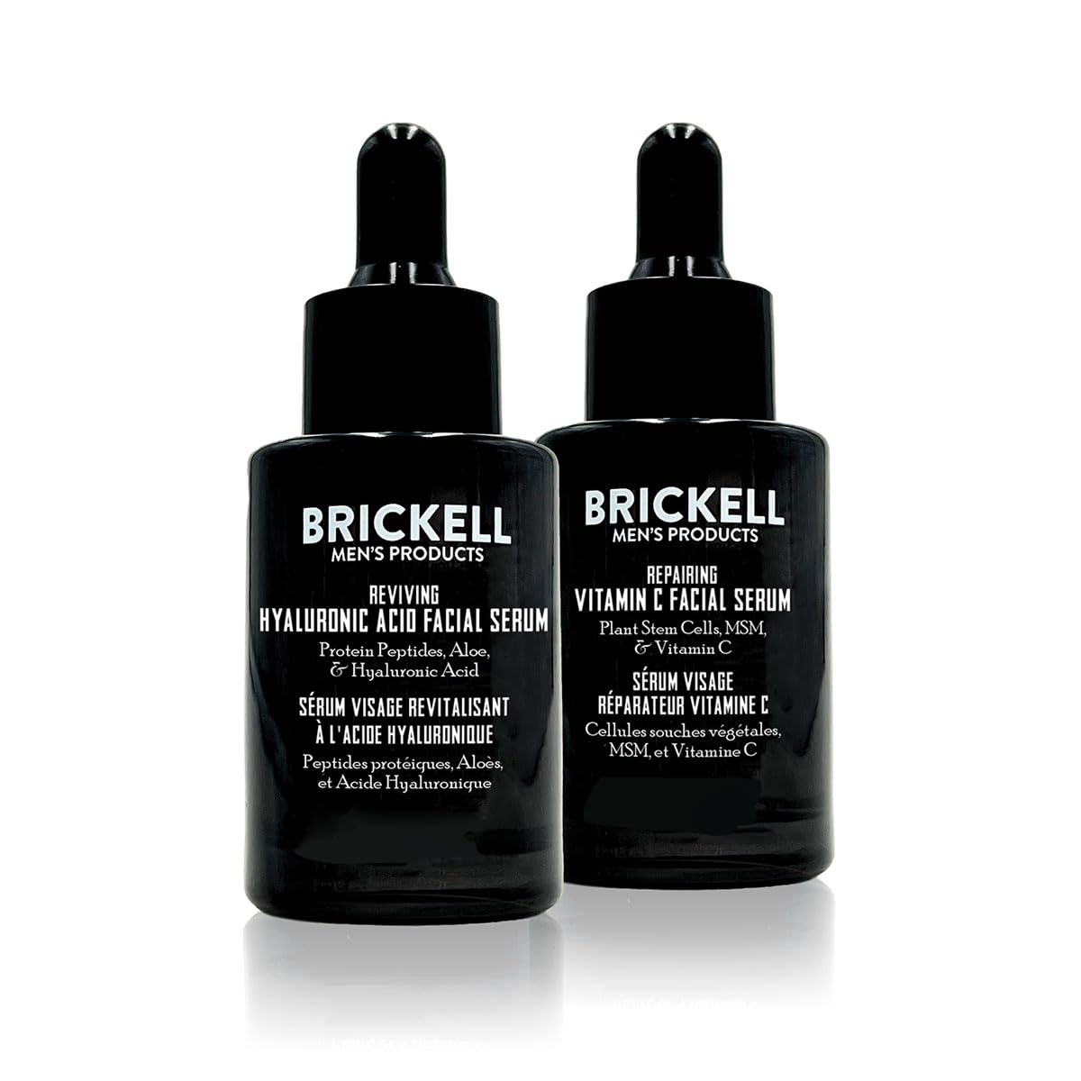 Brickell front packaging showing day and night serums for quick routine