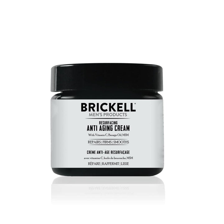 Brickell front packaging showing 2oz jar and clear branding, conveys premium care