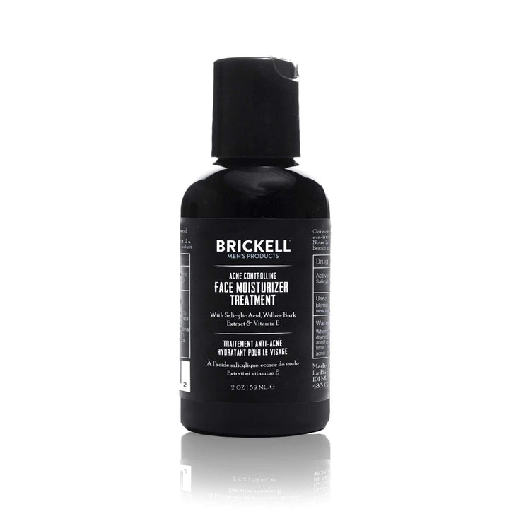 Brickell front packaging showing tube and clear benefit for acne control