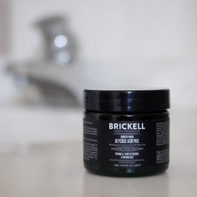Brickell Men's Products applied to jawline demonstrating easy at-home treatment benefit