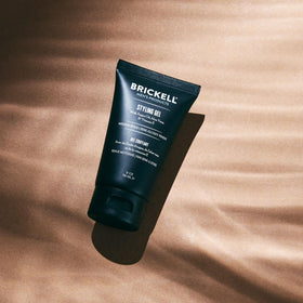 Brickell Men’s Hair Styling Gel styled hair before and after, displays definition and shine