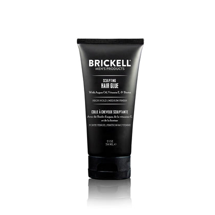 Brickell Men's Products front packaging shows compact 2 oz glue and brand clarity, boosting shelf appeal