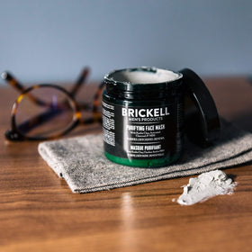 Brickell charcoal and clay ingredients staged to show detox benefits