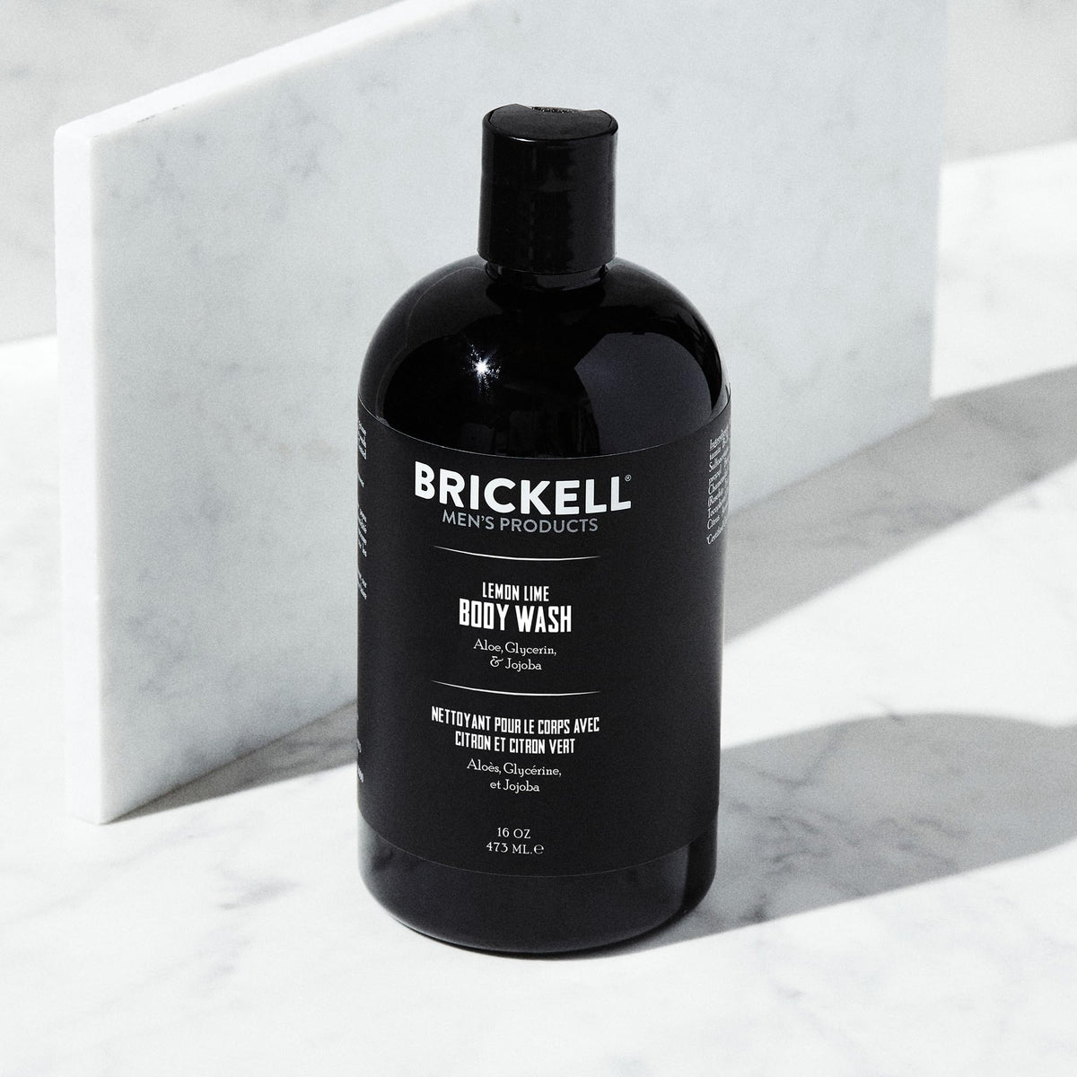 Brickell Men’s label close-up highlighting ingredients and natural extracts