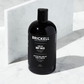 Brickell Men’s label close-up highlighting ingredients and natural extracts