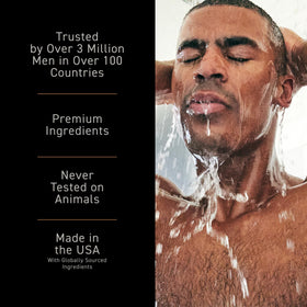 Brickell Men's Products set on bathroom shelf in lifestyle grooming scene