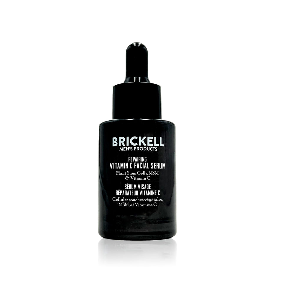 Brickell Men’s bottle front view showing label and clean design for easy identification
