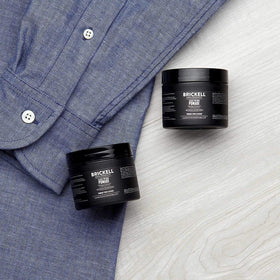 Brickell Men's Products close-up texture of pomade showing smooth glossy consistency benefit