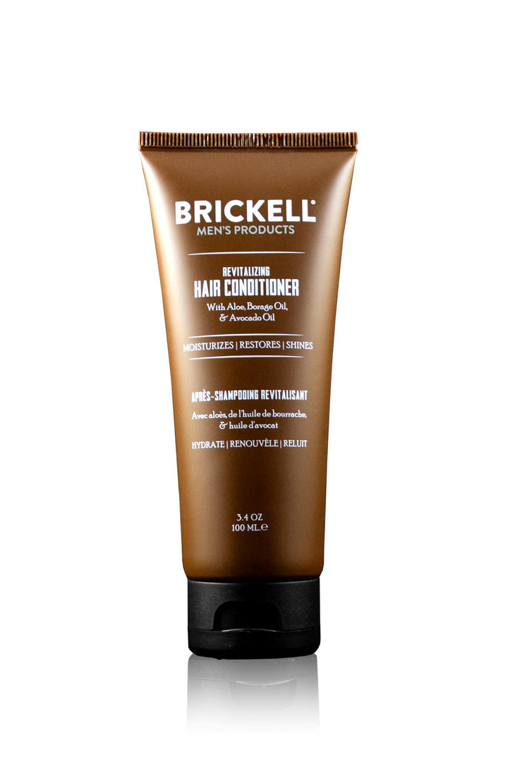 Brickell Men's front packaging showing bottle and label, clear branding and ingredient callouts for shoppers