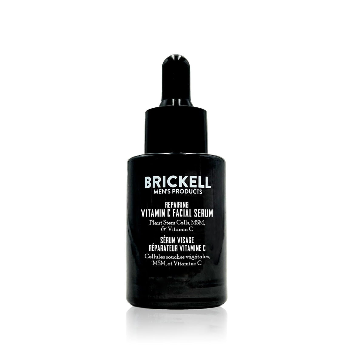 Brickell Men's Products front bottle showing serum and benefits