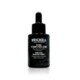 Brickell Men's Products front bottle showing serum and benefits