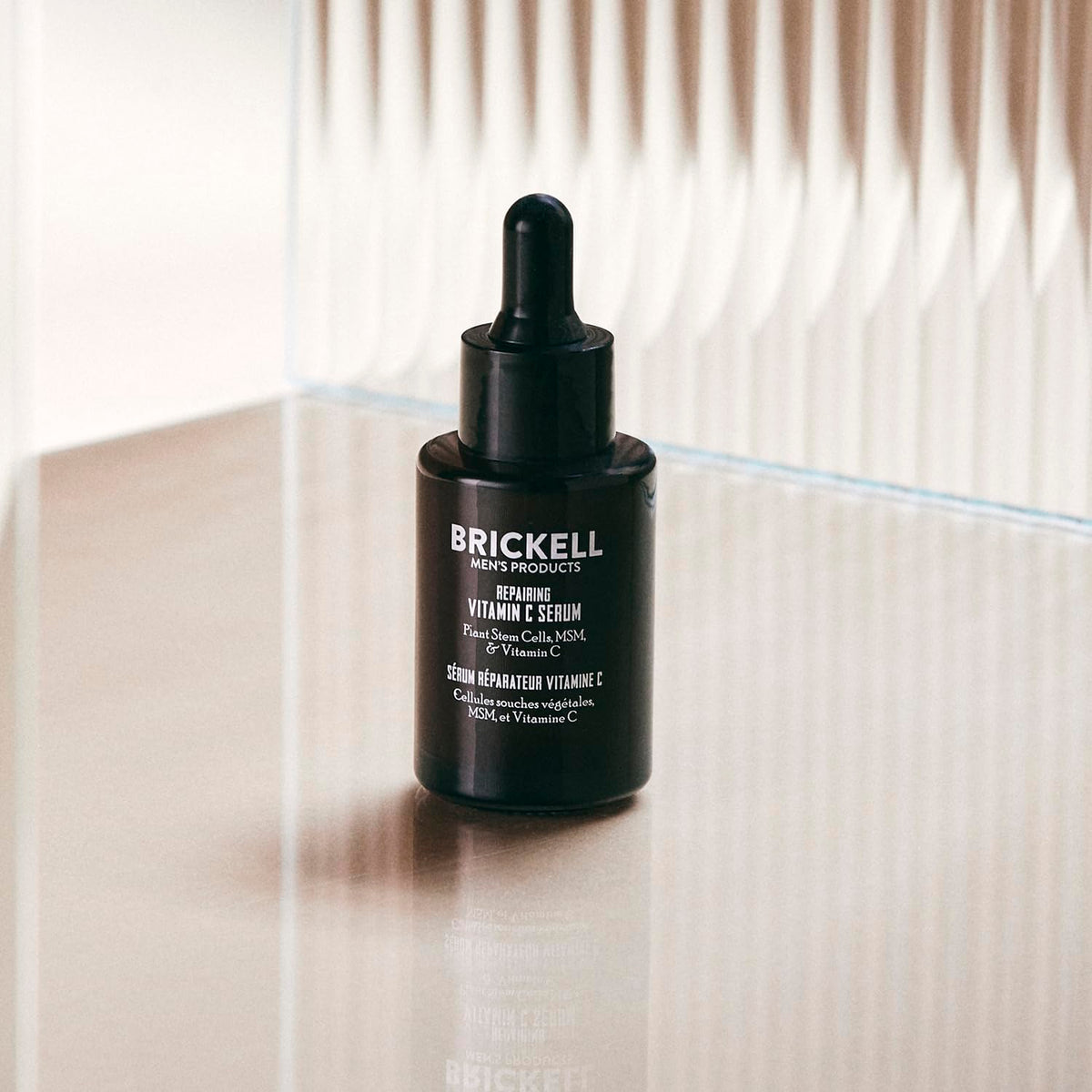 Brickell Men's Products pump detail demonstrating easy dispensing