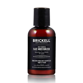 Brickell Men’s front packaging showing compact 2 oz tube and branding benefit travel-ready