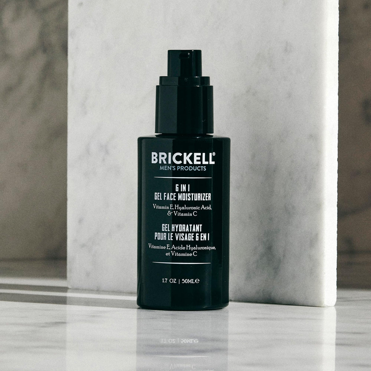 Brickell Men's Products gel being applied on hand highlighting fast absorption