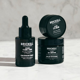Brickell night face cream jar open showing creamy texture for overnight moisture benefit