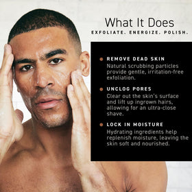Brickell close-up of pumice and jojoba beads highlighting effective mechanical exfoliation