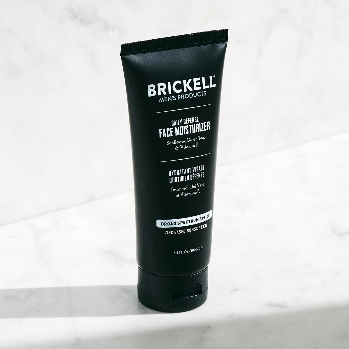 Brickell Men's Products pump close-up demonstrating easy dispensing and controlled use