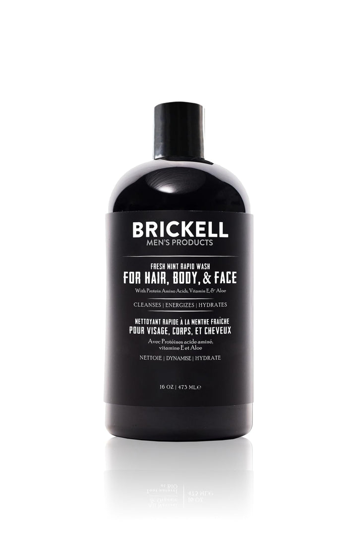 Brickell Men’s Rapid Wash front bottle showing fresh mint label and size
