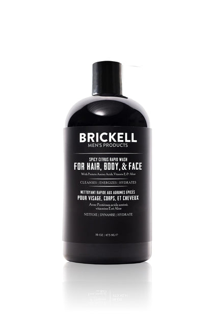 Brickell Men's Rapid Wash front packaging showing bottle and branding, easy identification
