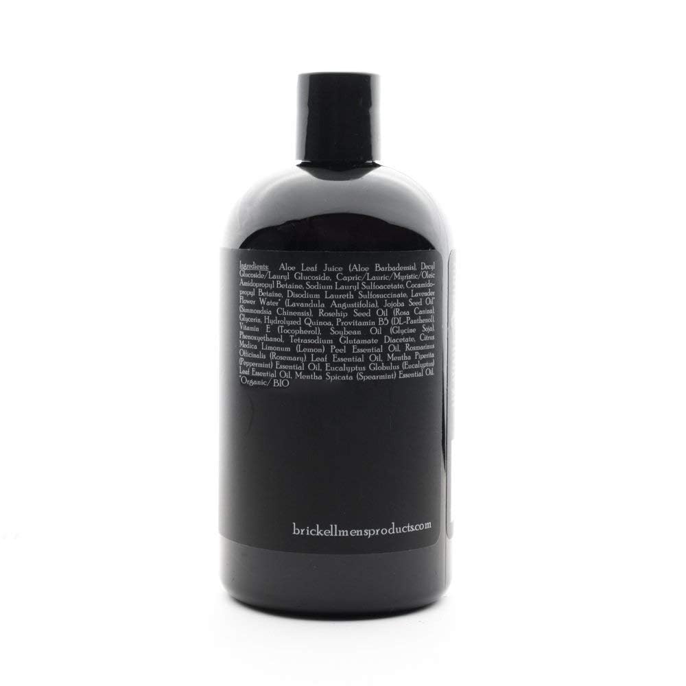 Brickell Men’s Rapid Wash in shower being used to cleanse hair and body