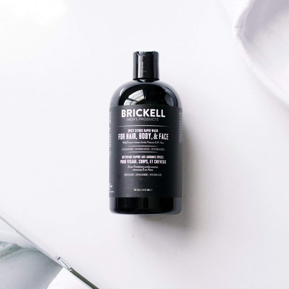 Brickell Men's Rapid Wash texture closeup foam showing gentle lather and cleansing power