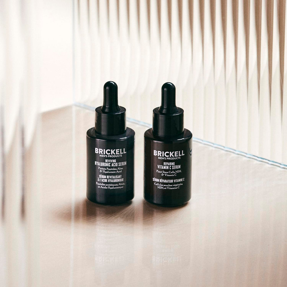 Brickell close-up of serum texture highlighting quick-absorbing formula benefit