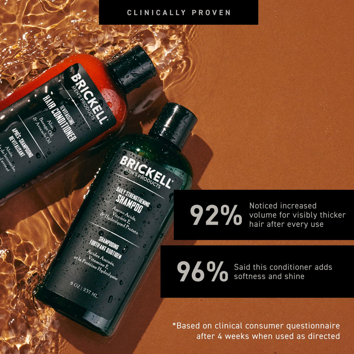 Brickell Men's Products shampoo lather in hand to show gentle cleanse