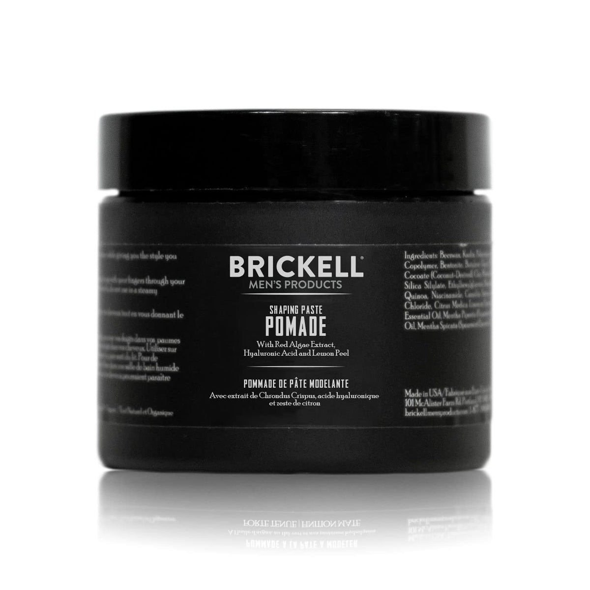 Brickell jar front view showcasing label and 2 oz size benefit
