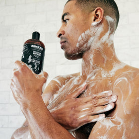 Brickell Men’s lather texture close-up showing rich foam and gentle cleanse