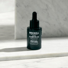 Brickell texture serum drops on skin highlighting lightweight hydration benefit