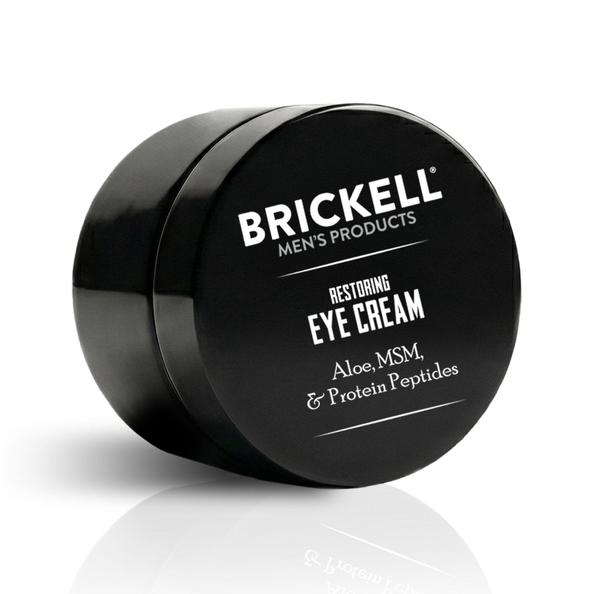 Brickell Men's Products front tube showing clean unscented eye cream benefit