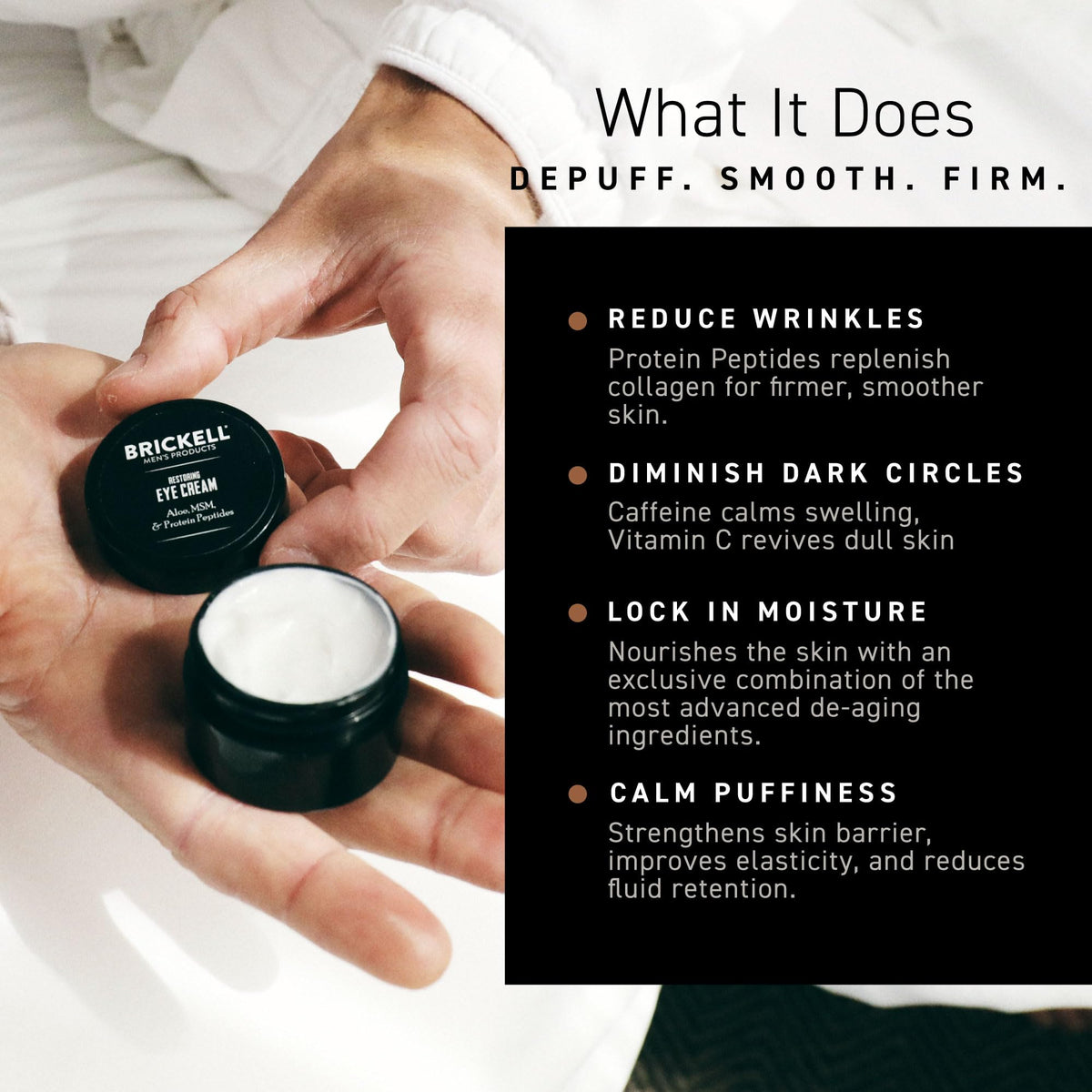 Brickell Men's Products close-up skin absorption showing non-greasy finish benefit