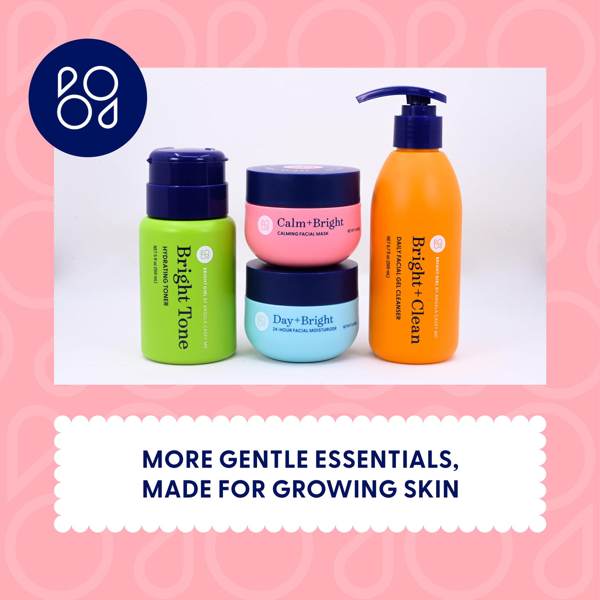Bright Girl Calm+Bright in bathroom routine setting showing comforting self-care ritual