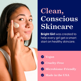 Bright Girl Calm+Bright next to common objects showing product size and travel ease